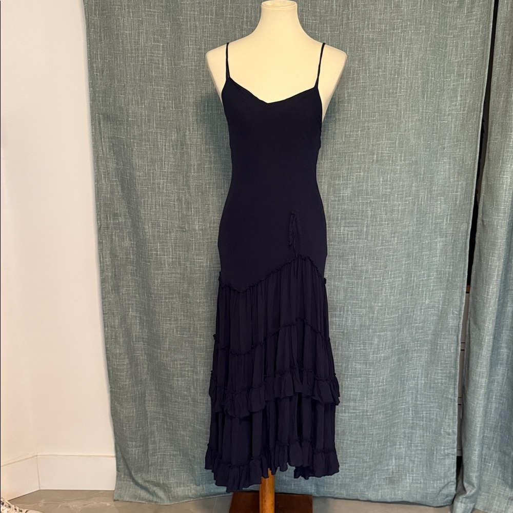Free People Navy Maxi Dress with Spaghetti Straps